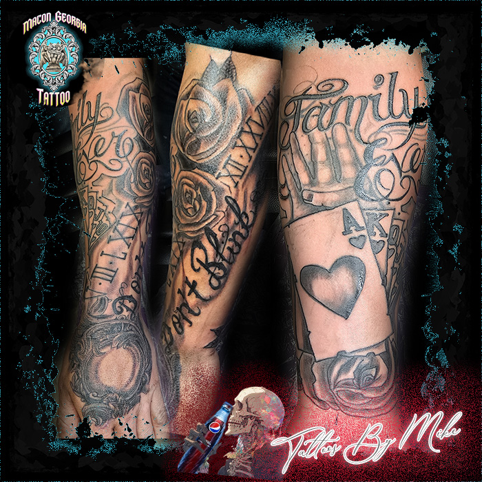 macon georgia tattoo -lower arm sleeve family macon georgia tattoo -lower arm sleeve family